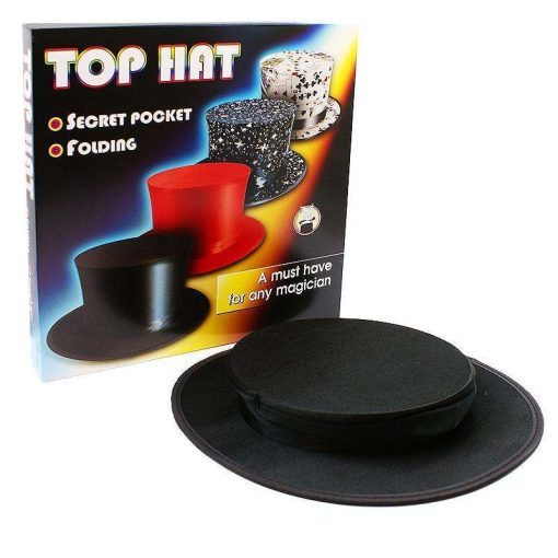 Folding Top Hat with Secret Pocket - Black