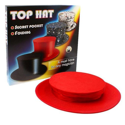 Folding Top Hat with Secret Pocket - Red